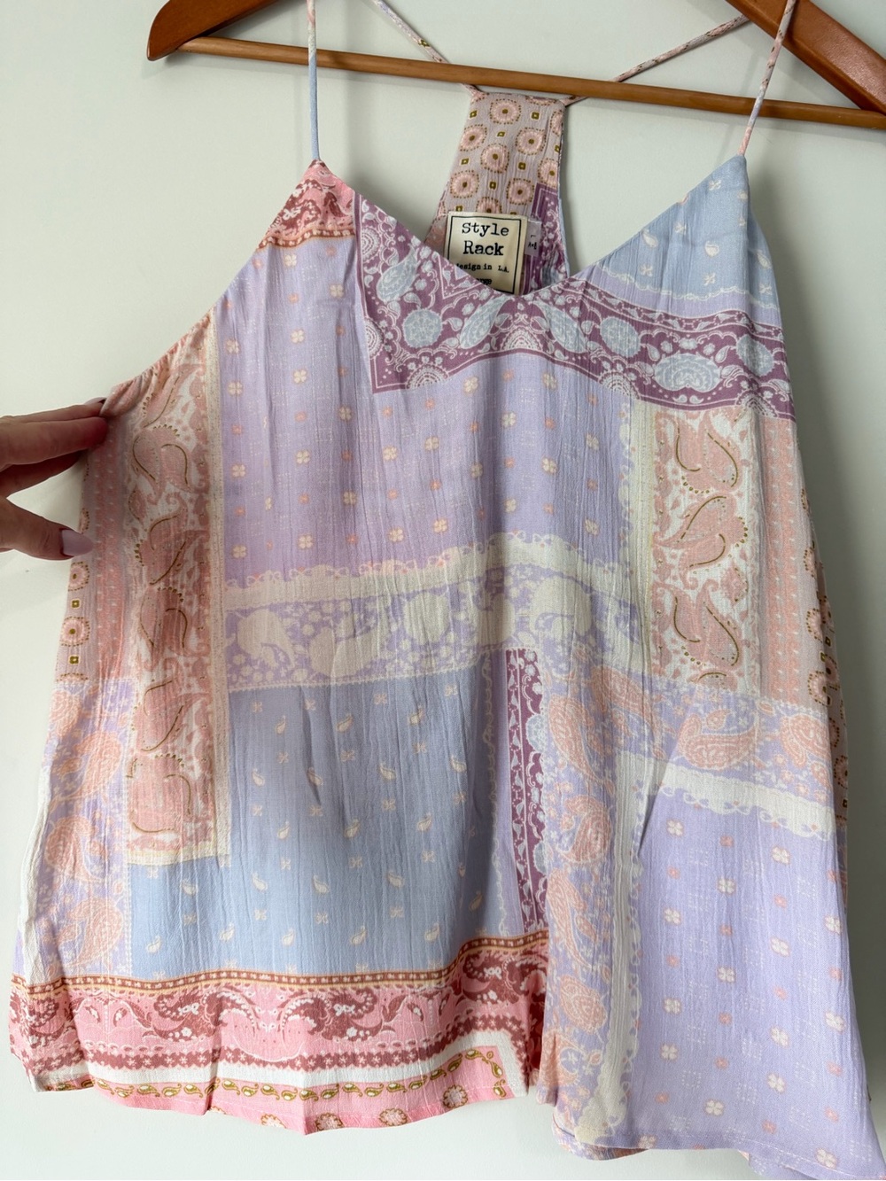 Style Rack Soft Pastel Patchwork Cami - Lavender & Peach - Picture 4 of 8